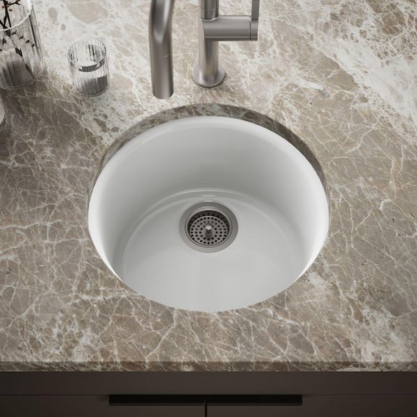 Porto Fino Cast Iron 18.38 in. Drop-In/Undermount Single Bowl Bar Sink in White