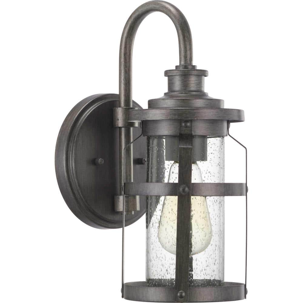 Haslett Collection 1-Light Antique Pewter Clear Seeded Glass Farmhouse Outdoor Small Wall Lantern Light price history on PriceWatchPro