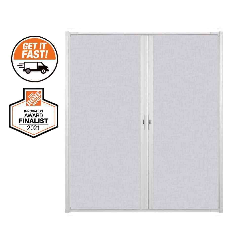 Andersen 72 in. x 80 in. LuminAire White for Double Entry Door 68 in.-72 in. Universal Handed Aluminum Retractable Screen Door