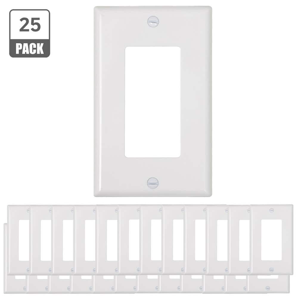 White Rectangular Plastic 1-Gang Decorator Wall Plate