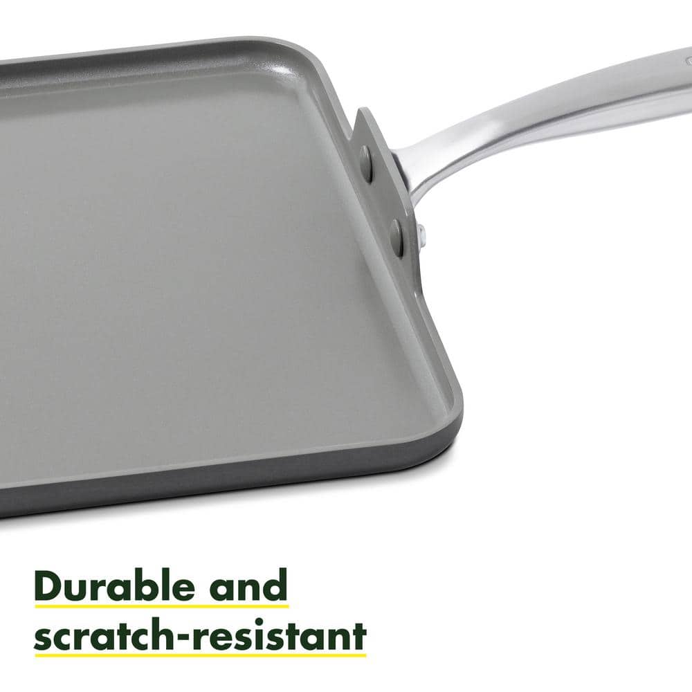 GreenPan Chatham 11" Gray Ceramic Nonstick Square Griddle Pan