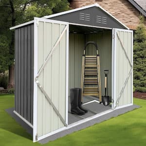 6 ft. W x 4 ft. D Galvanized Steel Outdoor Metal Storage Shed with Double Doors for Patio, Garden, Backyard (24 sq. ft.)