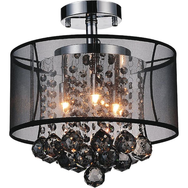 CWI Lighting Radiant 3 Light Drum Shade Flush Mount With Chrome Finish