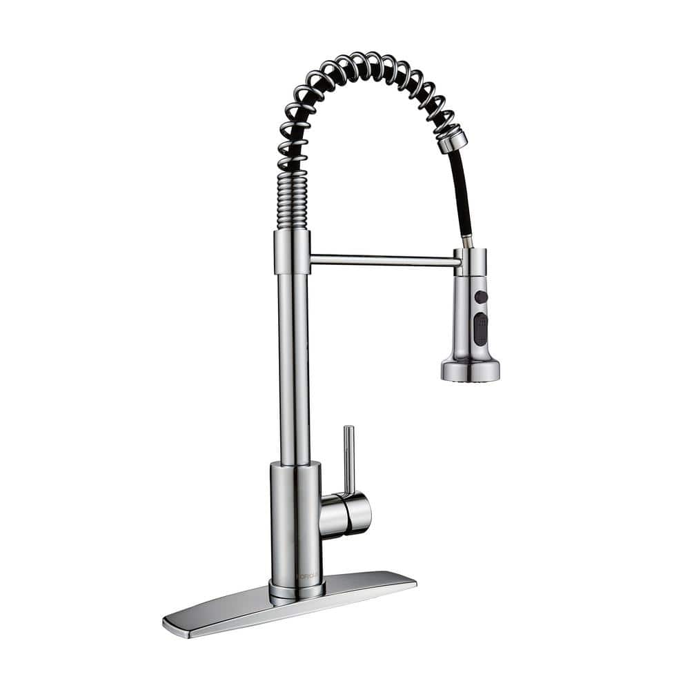 Chrome Single Handle Pull Down Sprayer Kitchen Faucet