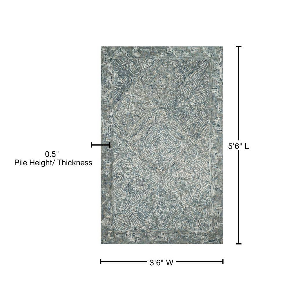 Denim Blue Hand-Tufted Wool Rectangular Area Rug