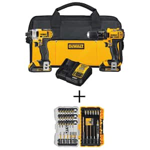 20V Cordless Drill/Impact 2 Tool Combo Kit, MAXFIT Screwdriving Set (35 Piece), and (2) 20V 1.5Ah Batteries