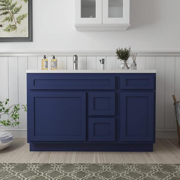 Vanity Art 51 in. W x 21 in. D x 32.5 in. H Bath Vanity Cabinet without Top in Blue