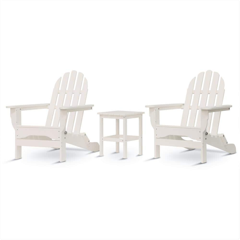 DUROGREEN Icon White Recycled Plastic Folding Adirondack Chair with ...