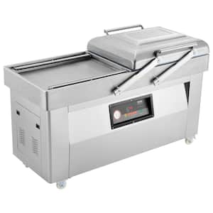 Chamber Food Vacuum Sealer 1200W Silver Sealing Power Vacuum Packing Machine Size for 23.6 in. Sealing Length for Foods