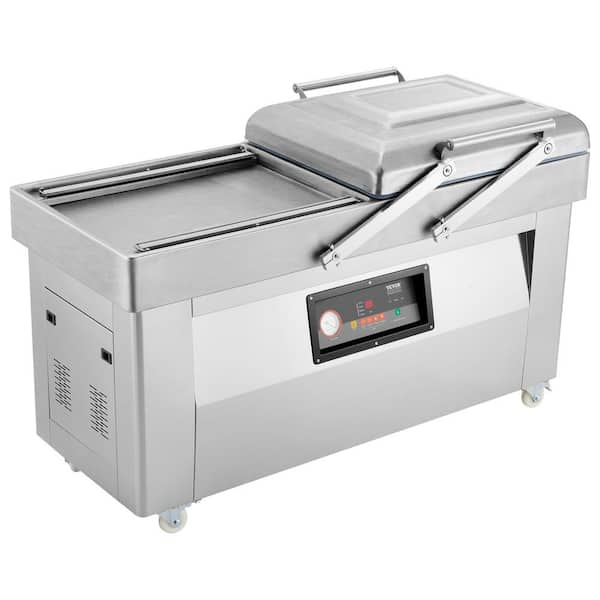 Chamber Food Vacuum Sealer 1200W Silver Sealing Power Vacuum Packing Machine Size for 23.6 in. Sealing Length for Foods