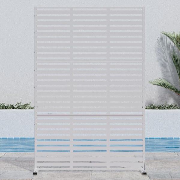 Lirago 72 in. H x 47 in. W White Outdoor Metal Privacy Screen Garden Fence Wall Applique