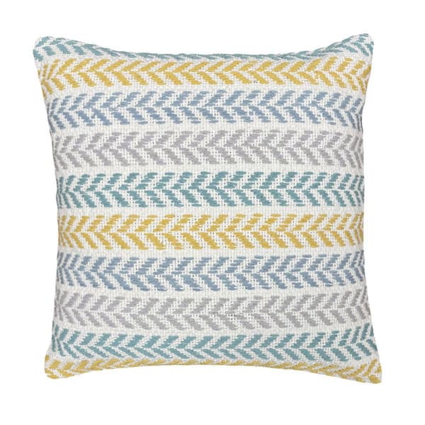 Yellow Geometric Polyester 18 in. x 18 in. Throw Pillow Set of 2