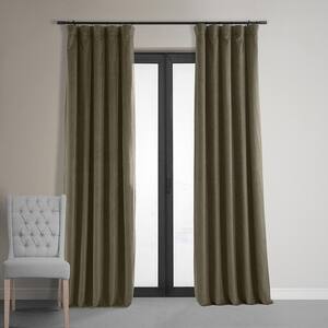 Denver Taupe Velvet Rod Pocket Blackout Curtain - 50 in. W x 120 in. L (1 Panel)