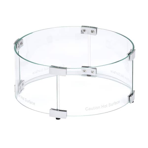 14 in. Round Tempered Glass Fire Pit Wind Guard for 10 in. Round Drop-In Fire Pit Burner Pan