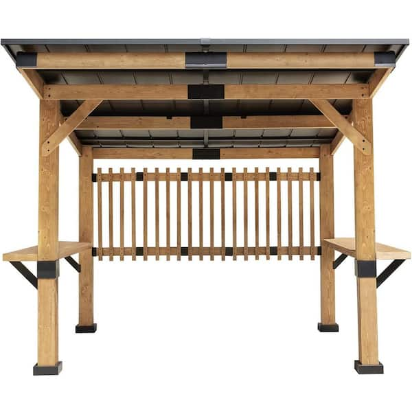 EROMMY 10 ft. x 11 ft. Hardtop Outdoor Cedar Gazebo Patio Wood Pergola for  Garden, Patio, Backyard XWG-143 - The Home Depot