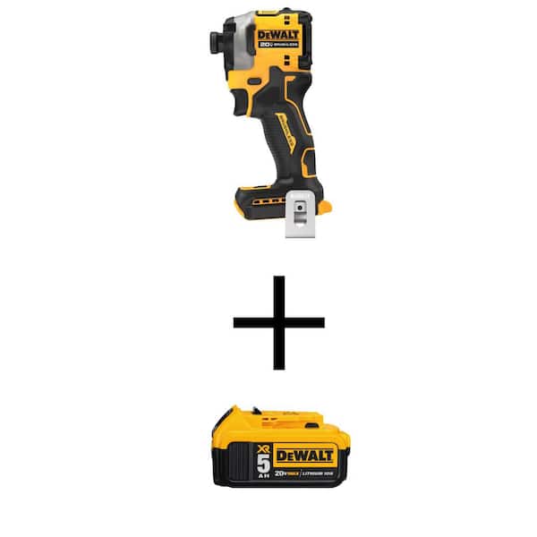 DEWALT ATOMIC 20V MAX Cordless Brushless Compact 1/4 in. Impact Driver and 20V Lithium-Ion 5.0Ah Battery