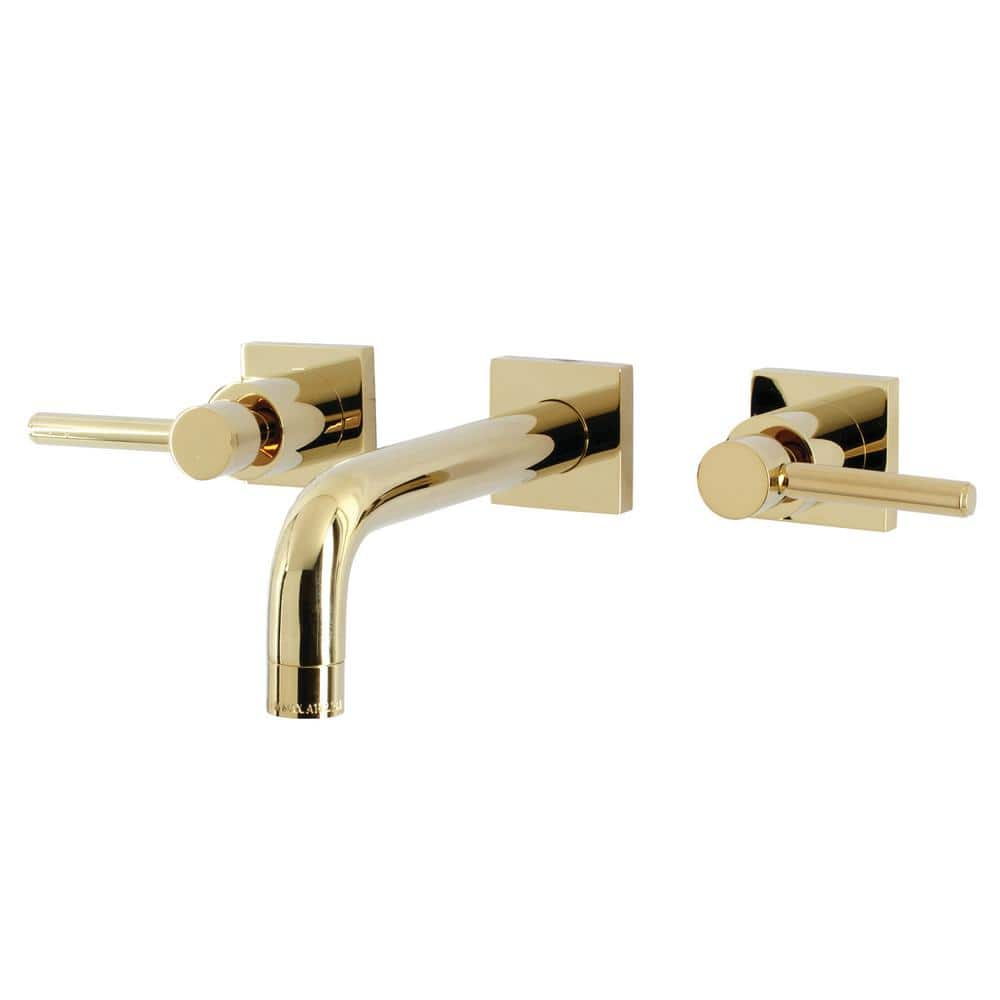 Kingston Brass Concord 2 Handle Wall Mount Bathroom Faucets In Polished Brass Hks6122dl The 4083