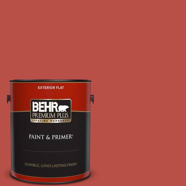 BEHR PREMIUM PLUS 1 gal. Home Decorators Collection #HDC-MD-16 Cherry Red Flat Exterior Paint & Primer