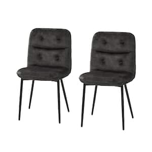 Chris Charcoal Modern Tufted Upholstered Dining Chair with Metal Legs Set of 2