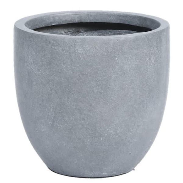 LuxenHome 17.2 in. H Round Tapered Light Gray MgO Composite Planter Pot