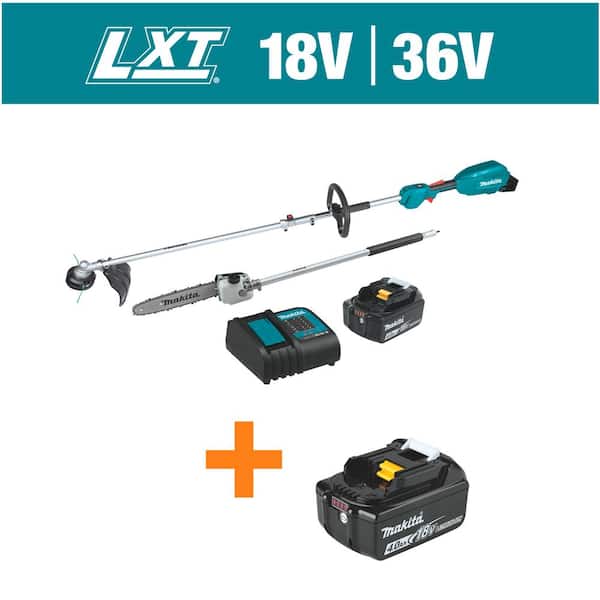 Makita LXT 18V Cordless Electric Couple Shaft Combo Kit (2-Tool String Trimmer/Pole Saw) 4.0Ah, with 18V 4.0Ah LXT Battery