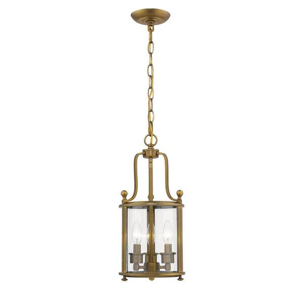 Unbranded Wyndham 3-Light Heirloom Brass Indoor Shaded Chandelier Light with Clear Glass Shade With No Bulb Included