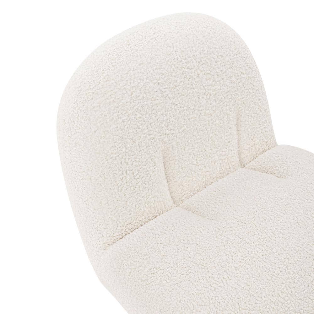 Edina White Boucle and Pine Wood Accent Chair