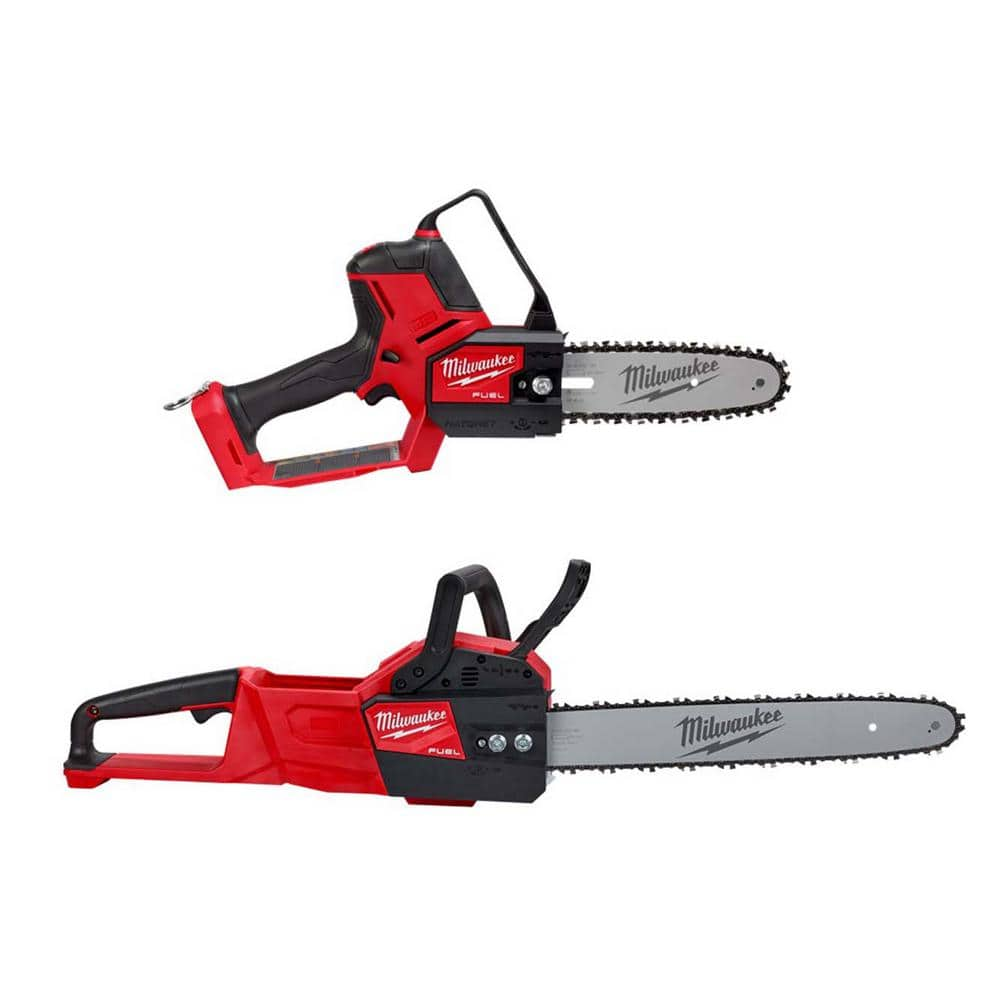 M18 FUEL 8 in. 18V Lithium-Ion Brushless Electric Battery Chainsaw HATCHET w/M18 FUEL 16 in. Chainsaw (2-Tool) -  Milwaukee, 3004-2727