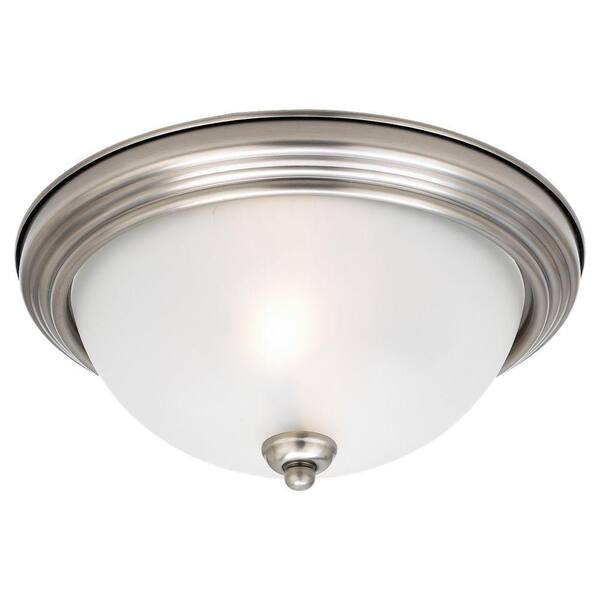 Generation Lighting Geary 12.5 in. 2-Light Antique Brushed Nickel Ceiling Flush Mount with Satin Etched Glass