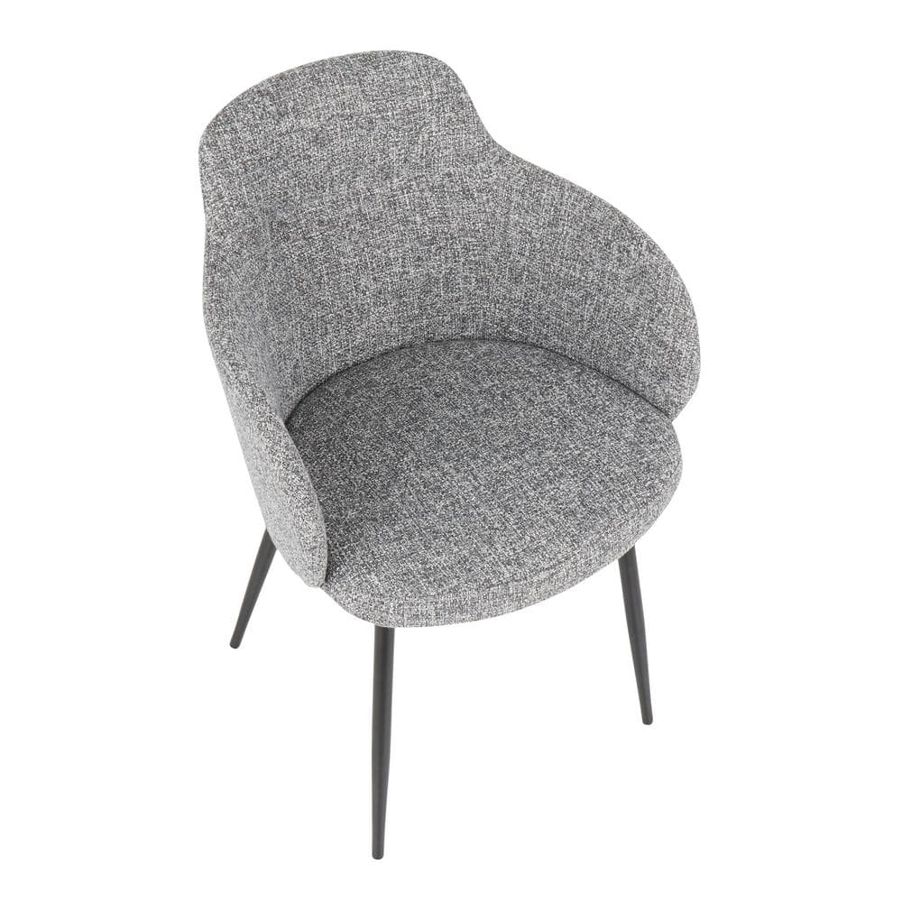 High-Back Boyne Chair with Upholstered Bucket Seat and Black Metal Legs
