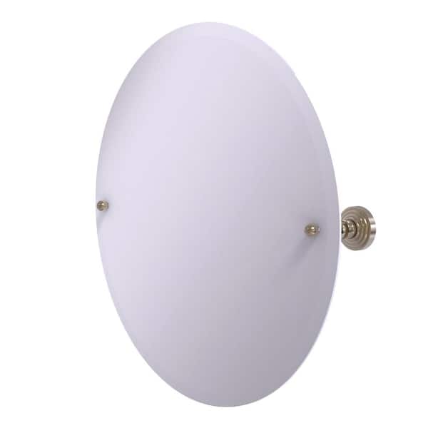 Allied Brass Prestige Skyline Frameless Round Tilt Mirror with Beveled Edge in Antique Pewter