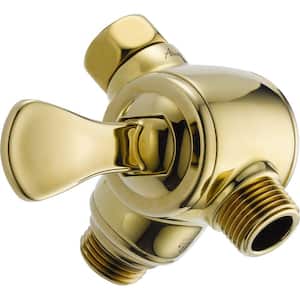 3-Way Shower Arm Diverter for Handheld Shower Head in Polished Brass