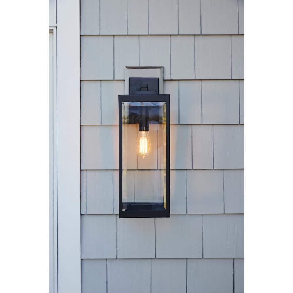 20" Black and Bronze Steel Outdoor Wall Lantern