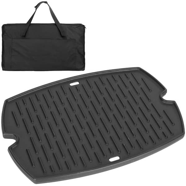 Cast Iron Cooking Griddle for Weber Q1000 and Q1200 Series Grills, 16.7 x 12.4 in, with Carry Bag