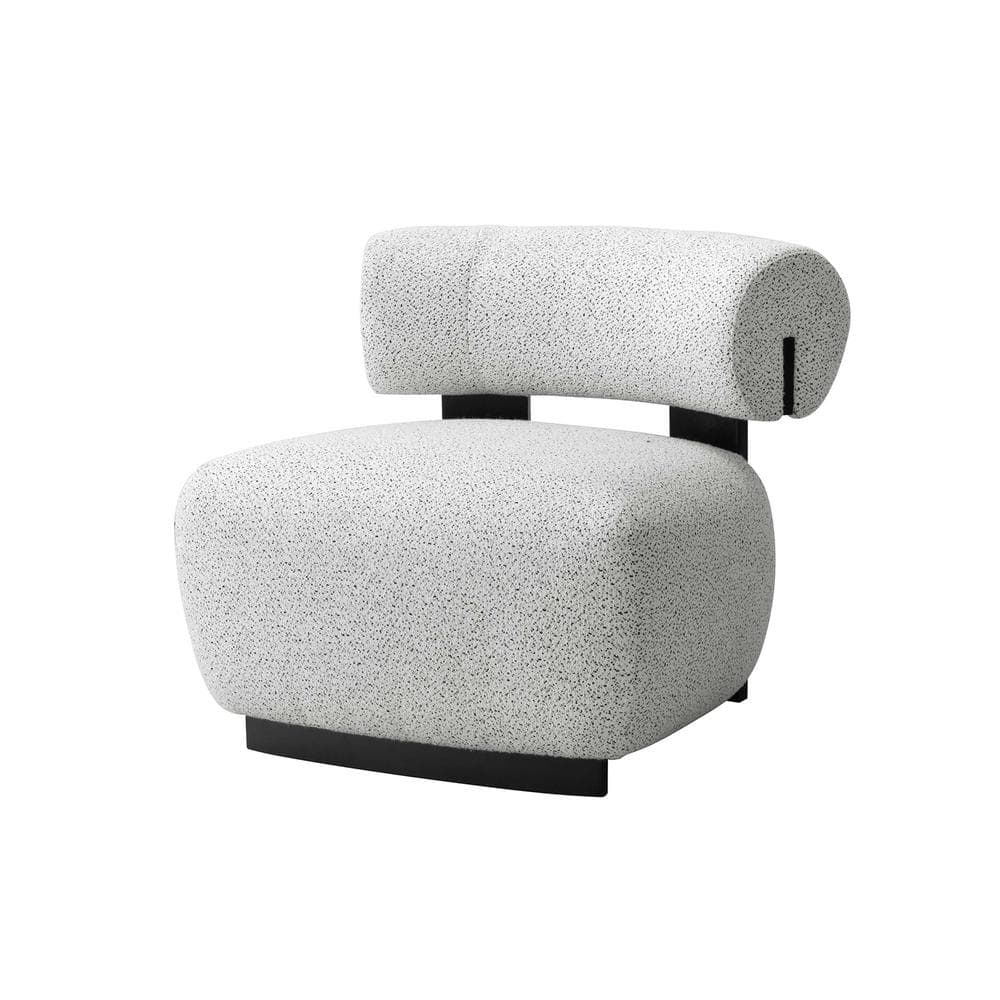 Bartow Black and White Faux Leather Barrel Accent Chair