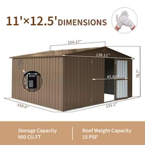 12.5ft. W x 11ft. D Backyard Metal Storage Shed with Galvanized Steel Frame & Windows, Lockable Door (137.5 sq. ft.)