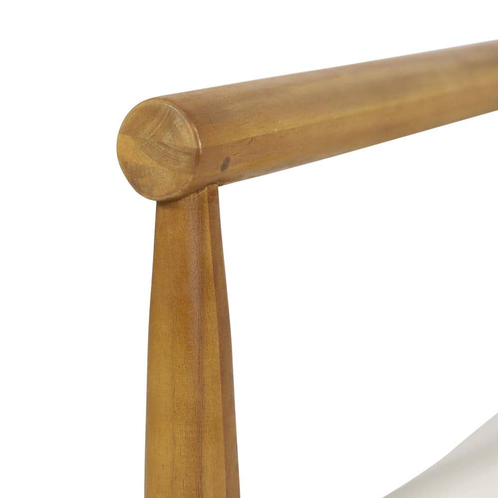 Arimo Teak Wood Outdoor Lounge Chair with Cream Cushions