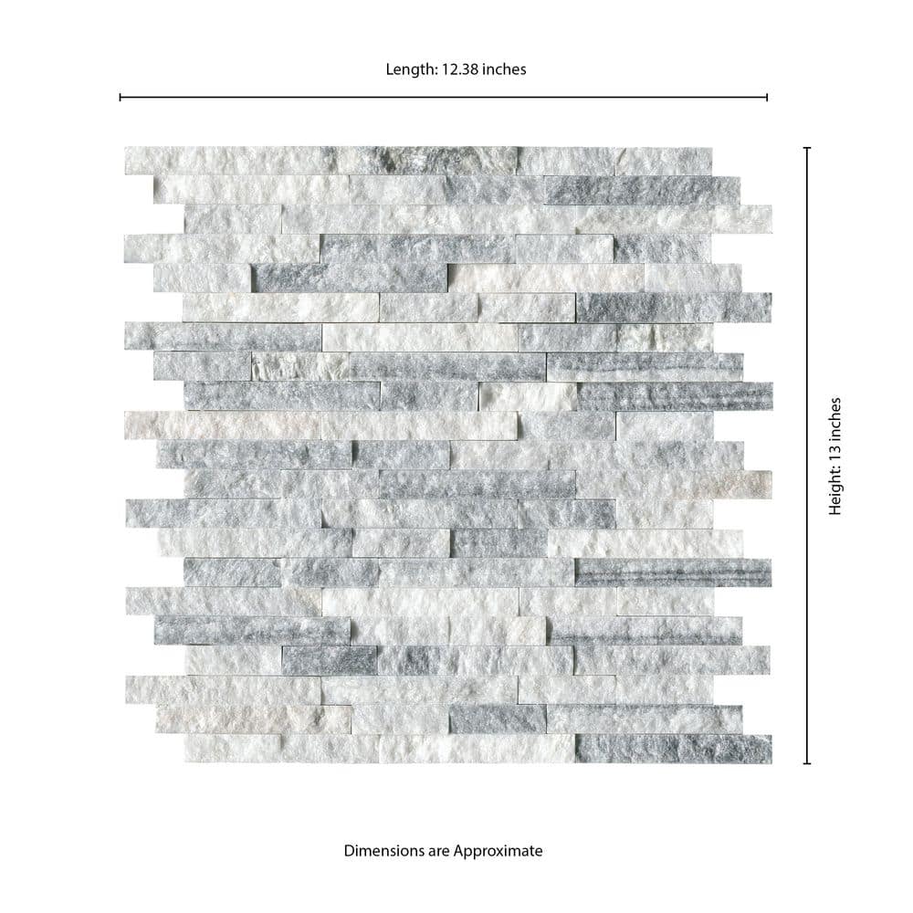 Alaska Gray Marble Splitface Mosaic Wall Tile