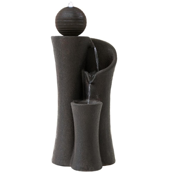 Xbrand Water Fountain Modern Sphere Curve Cascading Outdoor 41 in. Tall Resin
