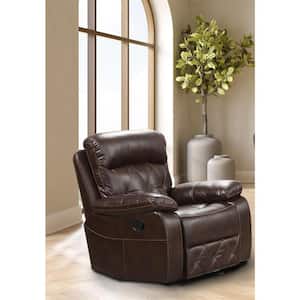 Arabella Faux Leather Brown Manual Recliner Chair with Glide