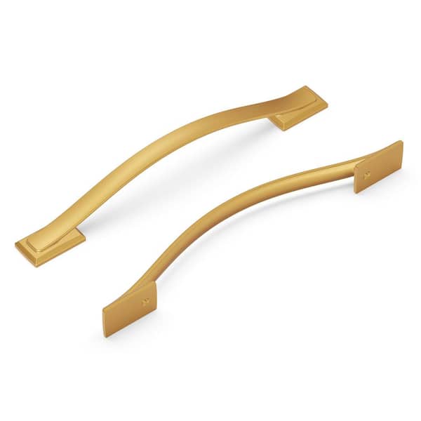 HICKORY HARDWARE Dover 6-5/16 in. (160 mm) Brushed Golden Brass Cabinet Pull (5-Pack)