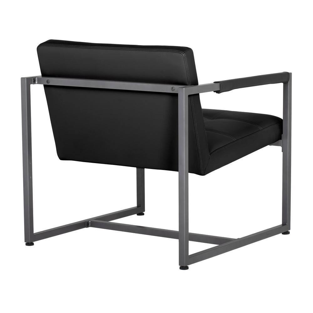 Camber Modern Black Leather Accent Chair with Metal Frame
