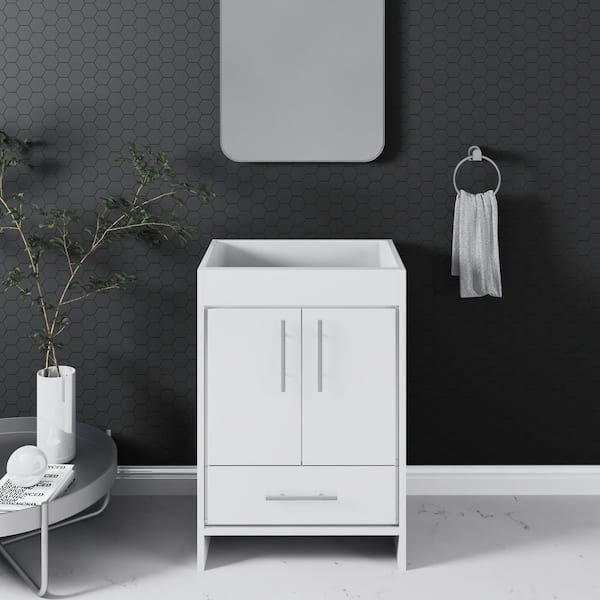 VOLPA USA AMERICAN CRAFTED VANITIES Pacific 24 in. W x 18 in. D x 33.88 in. H Bath Vanity Cabinet without Top in Glossy White