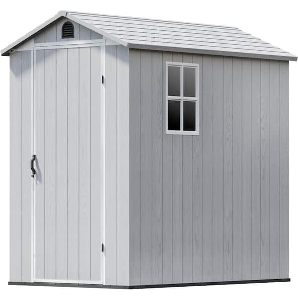 4 ft. W x 6 ft. D Outdoor Storage Plastic Shed with Floor and Lockable Door in White (23 sq. ft.)