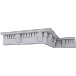 SAMPLE - 3-7/8 in. x 12 in. x 5-3/4 in. Polyurethane Dentil with Bead Crown Moulding