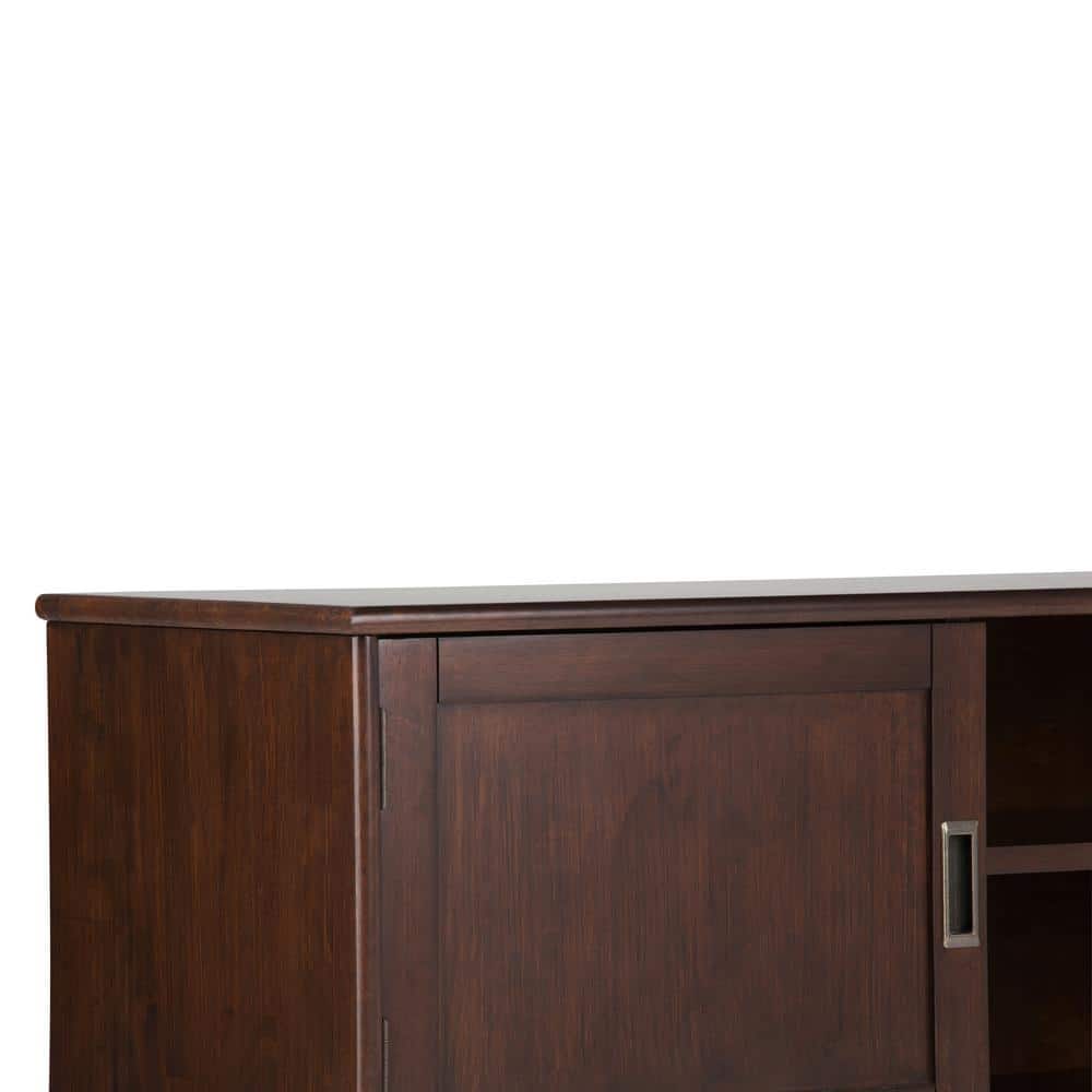 Medium Auburn Brown Rubberwood TV Cabinet with Shelves