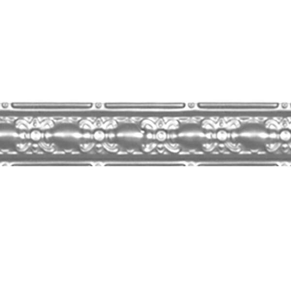 Shanko 4 in. x 4 ft. Brite Chrome Nail-up/Direct Application Tin Ceiling Cornice (6-Pack)