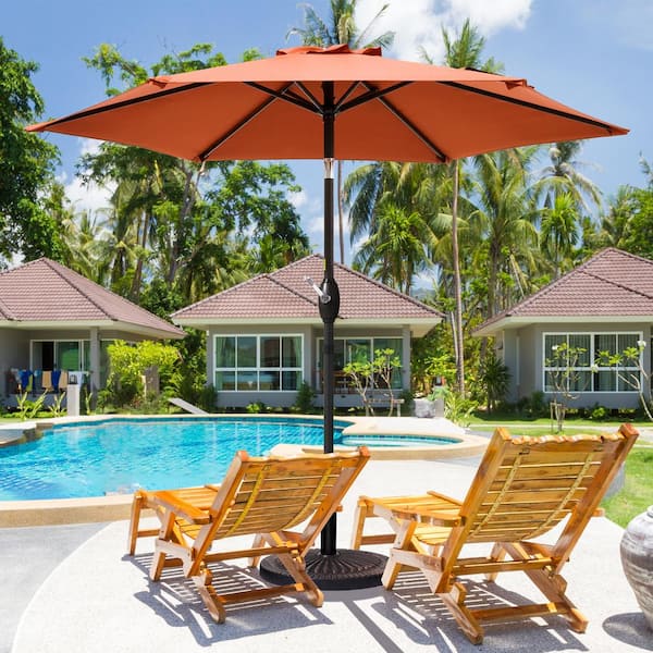 7.5 ft. Patio Market Umbrellas with Crank and Tilt Button in Orange