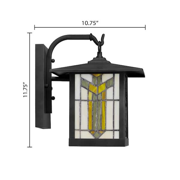 Craftsman Style 1-Light Oil Rubbed Bronze Outdoor Stained Glass Wall Lantern Sconce