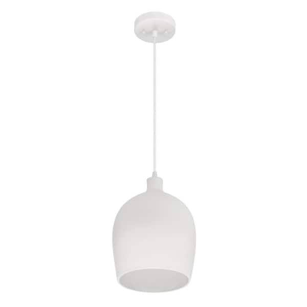 Robert Stevenson Lighting Sienna 60-Watt 1 Light White Large Bell Shaped Pendant Light with Ceramic Shade